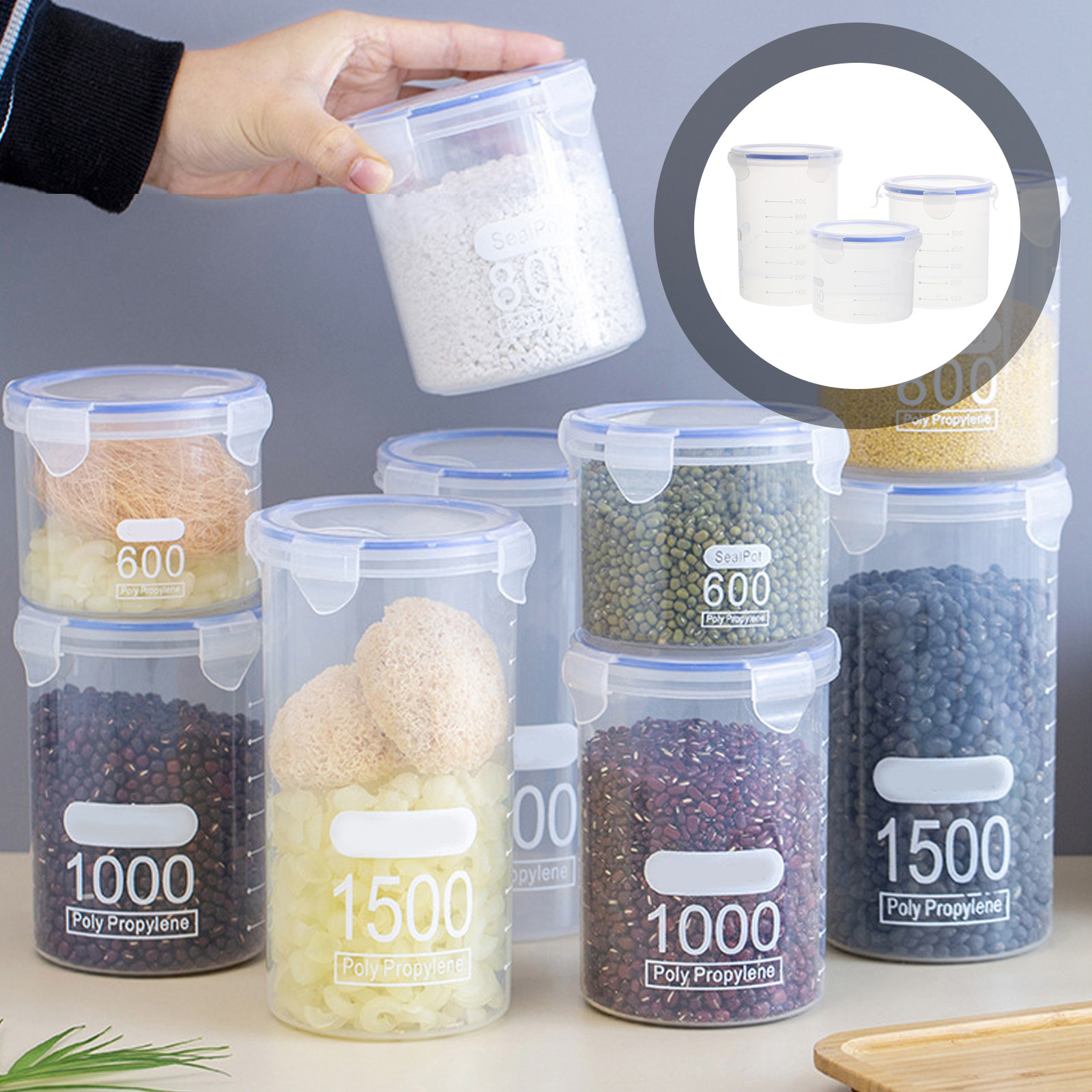 Food Storage Containers - 6 pots de conservation hermétiques, récipients